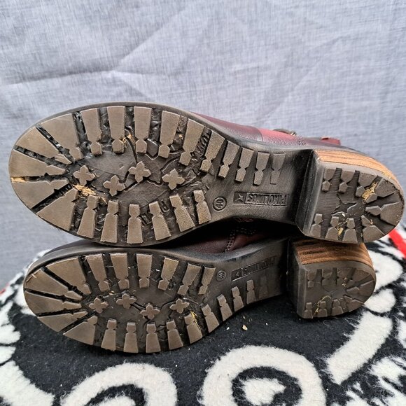 Pikolonis Burgundy Leather Women's Brown Cap Toe Lace Up Zipper Side EUR40/ US-9 - Picture 6 of 14